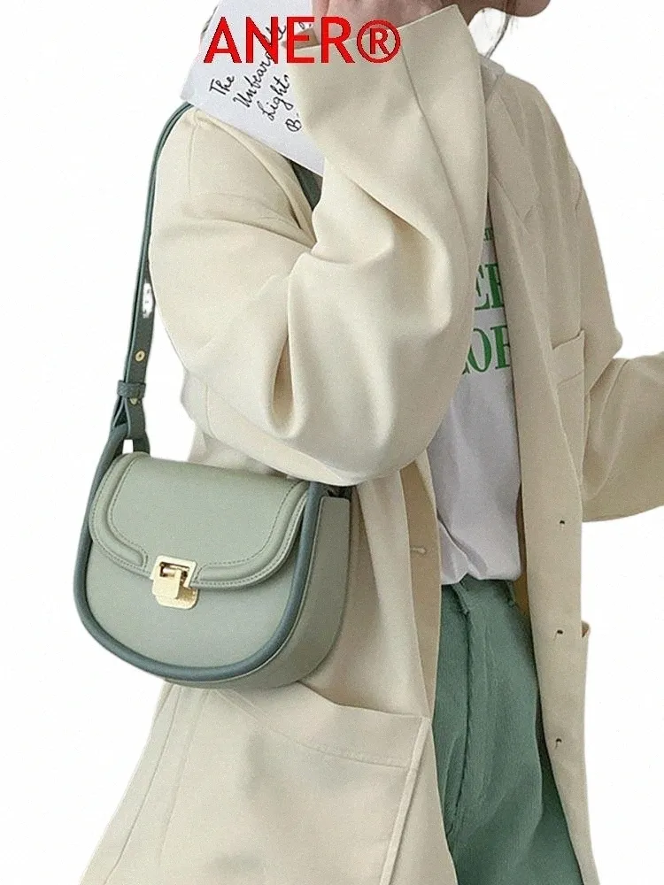 FI Designer Women's Bag Tote 2023 Nouveau sac à bandoulière Ctrast Saddle pour femmes Pu Leather Sac à corps croisé simple Fenale K7D9 #
