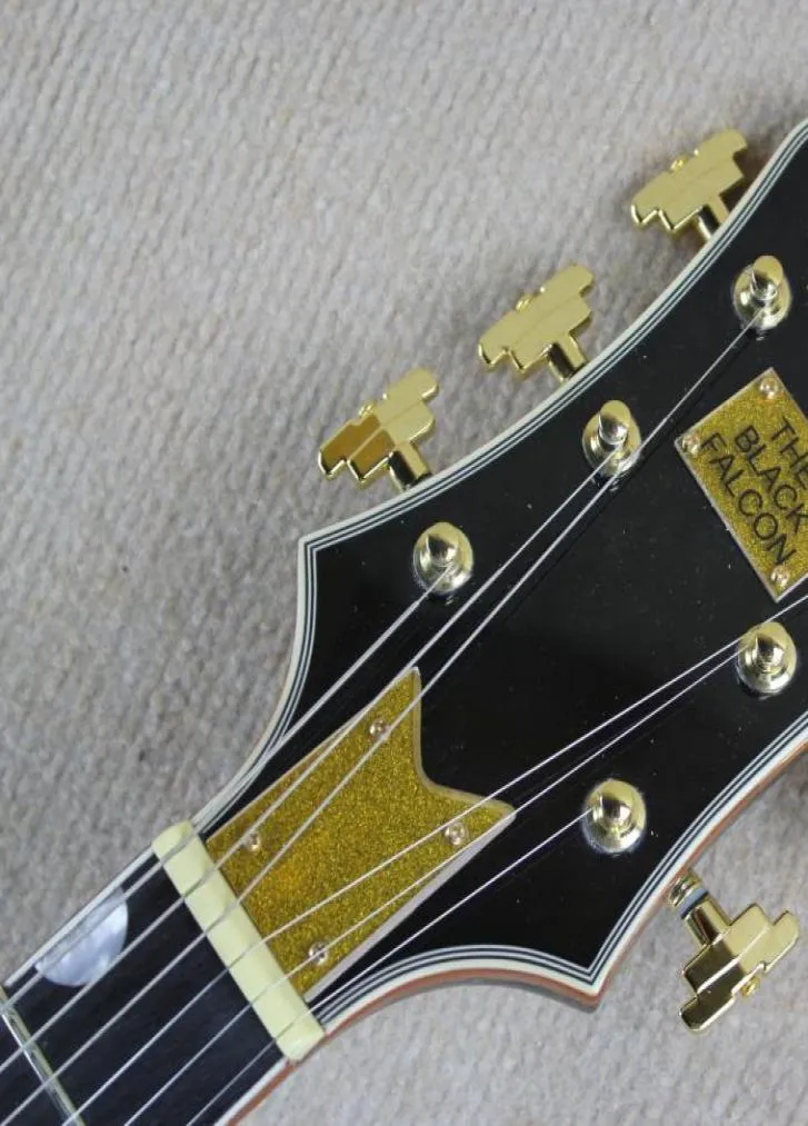 Dream Guitar Black Falcon G6120 Semi Hollow Body Jazz E-Gitarre Gold Sparkle Body Binding Ebony Fingerbaord Bigs Tremolo B4743831