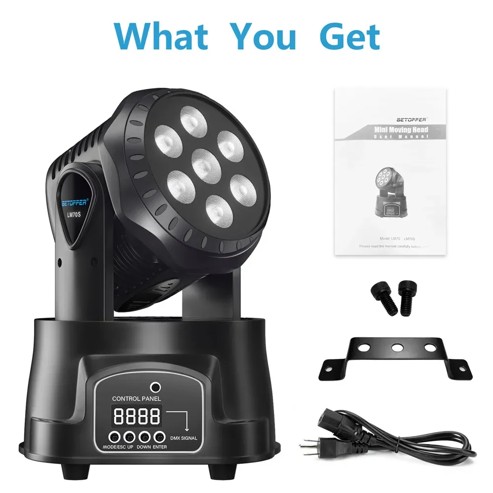 BETOPPER LM70S 100W 7x8W RGBW 4-in-1 Mini LED Moving Head Stage