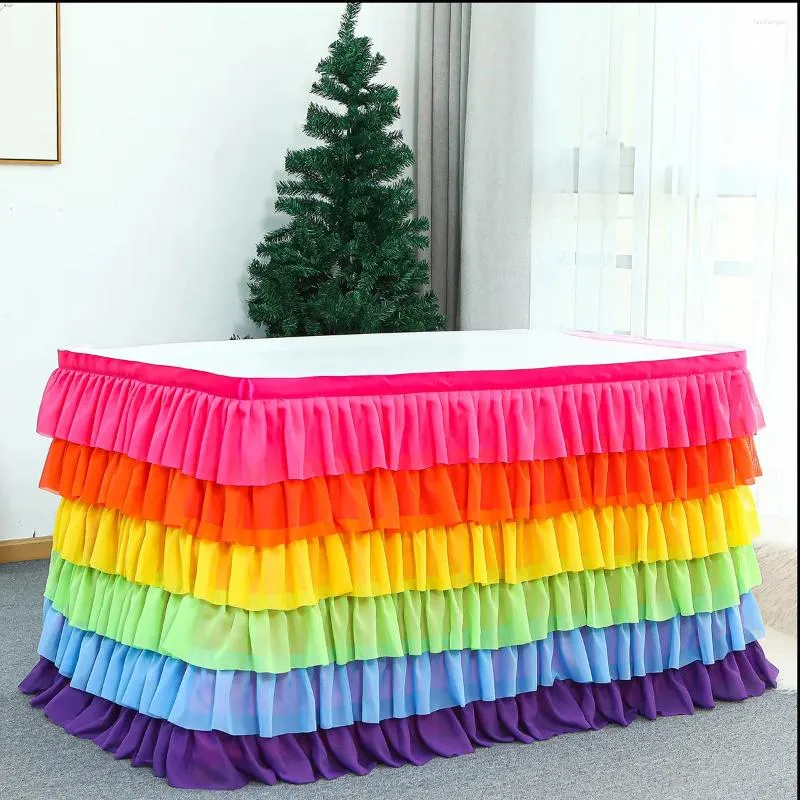 Table Skirt Colorful Tulle Tutu Cloth For Rectangle Baby Shower Wedding And Birthday Winter Party Decoration