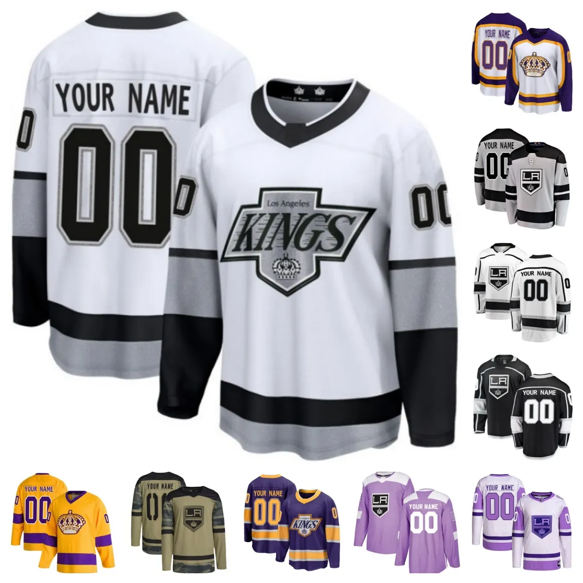 Maglie da hockey King Men Women Youth Drew Doughty Anze Kopitar Quinton Byfield Kevin Fiala Trevor Moore Cam Talbot Wayne Gretzky Luc Robitaille