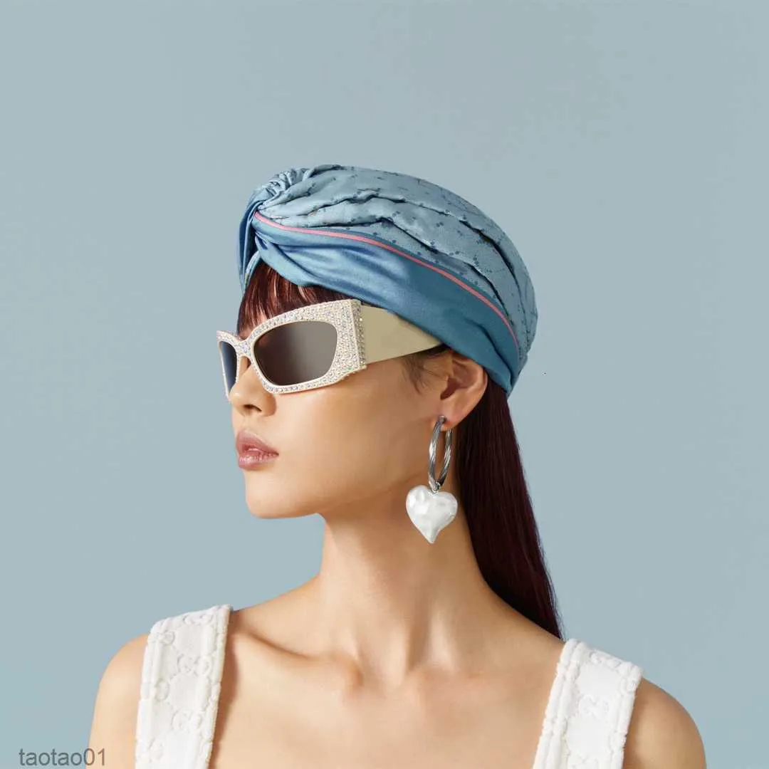 Seide elastische blaue und helle Stirnbänder Frauen Luxus Mädchen Druck mit Horsebit Stirnband Haarbänder Schal Accessoires Geschenke