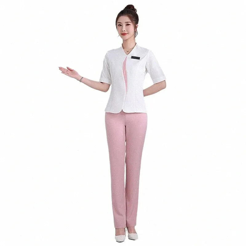 Koreanische Ästhetische Uniform Sommer Kurzarm Schönheit Sal Kosmetikerin Kleidung frauen Rezeption Anzug Spa Hotel Massage Workwea 80HK #