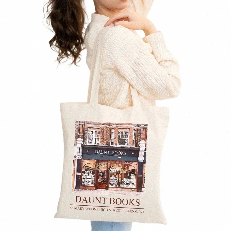 Daunt Books Sac fourre-tout Shakespeare and Company Totes Toile Sac à bandoulière Esthétique Boutique Sac Sacs à main Bibliothèque Retour au cadeau Q68Z #