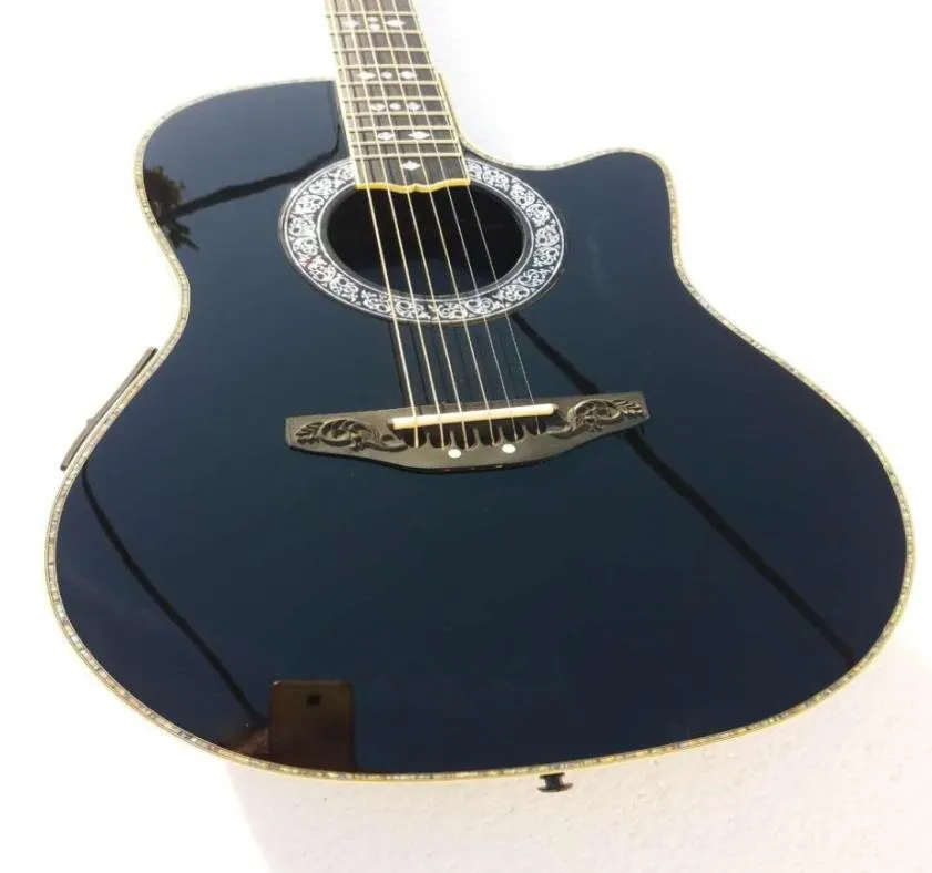 Özel Ovation Akustik Gitar Gerçek Abalone Karbon Fiber Kaplumbağa Kabuğu Geri Kabul Edin Gitar OEM9777951