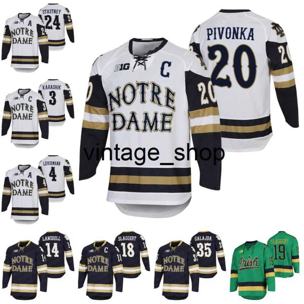 24S vin 18 Graham Slaggert Notre Dame Fighting Irish Hockey Jersey 2023 Collège Jake Pivonka Galajda Spencer Stastney Ellis Landon Slaggert