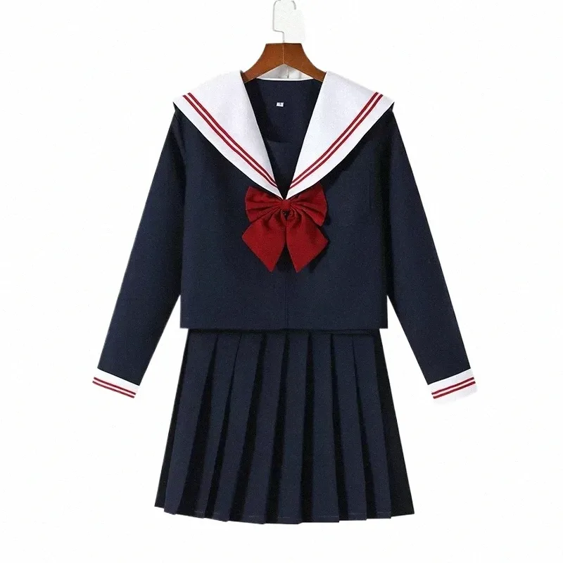 Uniforme scolaire Dr Cosplay Costume Japon Anime Girl Lady Lolita Écolières japonaises Sailor Top Tie Jupe plissée Outfit Femmes j7qO #