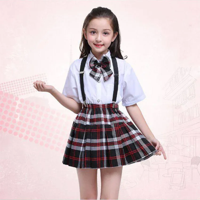 School Uniform Sets: Plaid Skirt for Girls, Pants for Boys