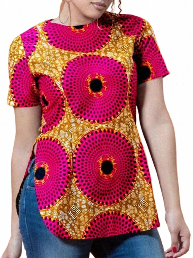 Plus la taille VONDA femmes Blouse bohème manches courtes imprimé Tops Fi Casual chemises lâches Vintage surdimensionné Blusas R4zj #