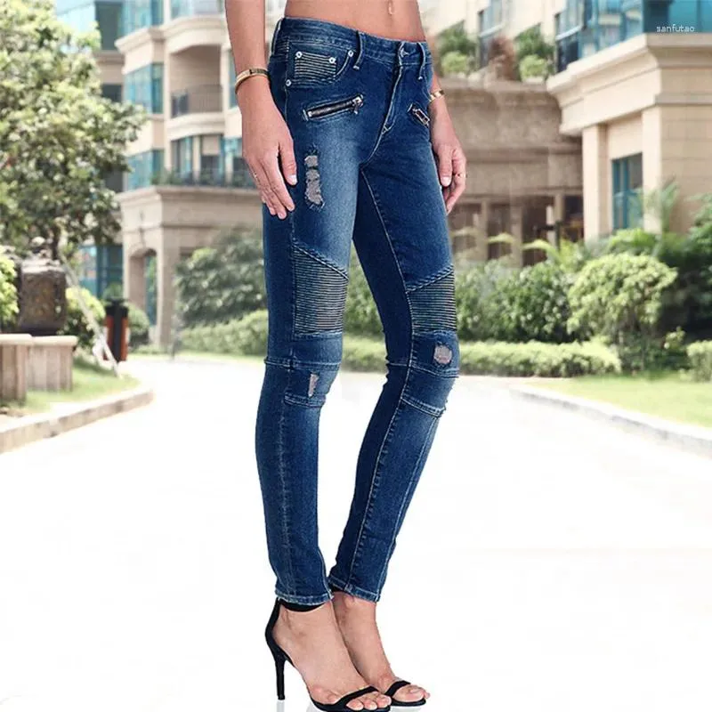 Женские джинсы в байкерском стиле для женщин, джинсовые брюки с эффектом пуш-ап, 2024, узкие женские уличные брюки на молнии, Femme Pantalones De Mujer 3xl