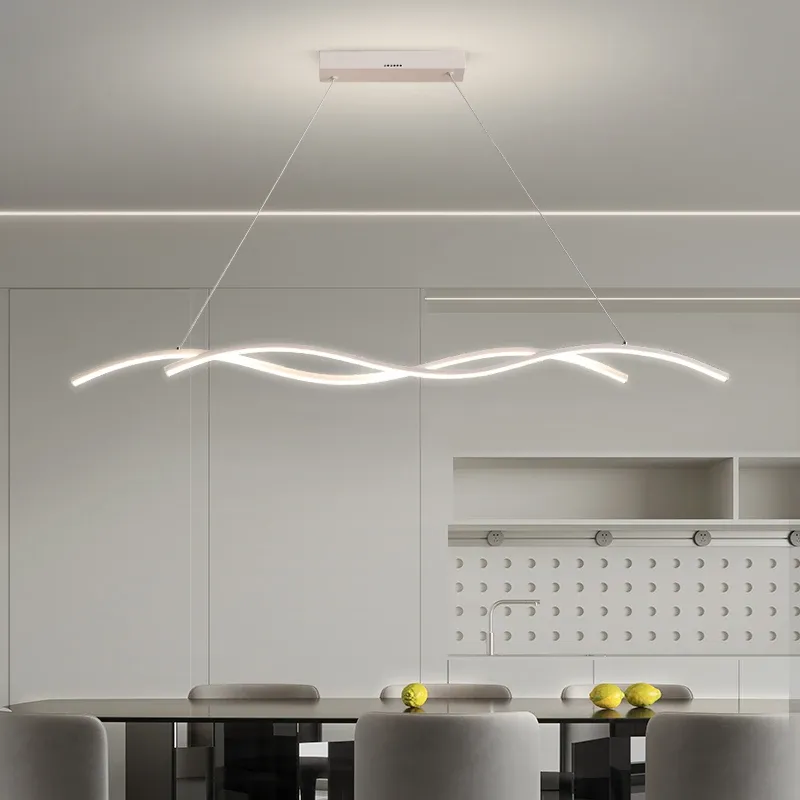 Picture of Minimalist LED Pendant Lights Modern Metal Hanging Lamp With Remote ...