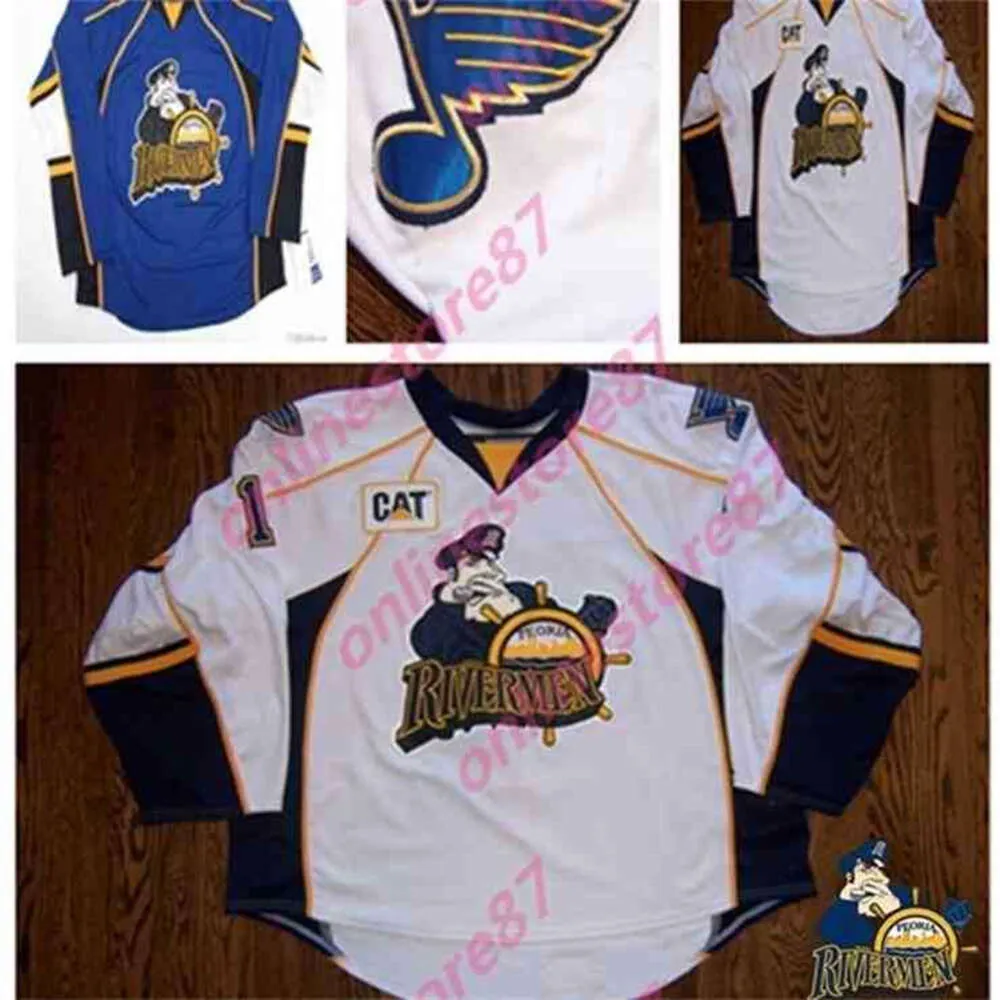 24S 374040Custom Peoria Rivermen Eishockeytrikots Toivonen Hannu 10 Nick Drazenovic Road 25 David Backes Stich beliebige Nummer und beliebiger Name Maßgeschneidertes Herrentrikot