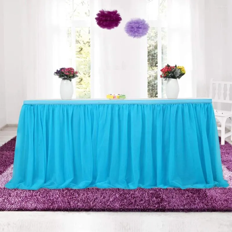 Table Skirt 2024 Fashion Tulle Mesh Cover Birthday Wedding Festive Party Decor Cloth