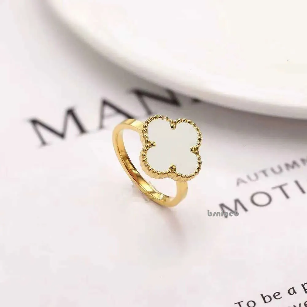 Brand Luxury Clover Designer Chinese Ring 18k Gold Green White Red Black Stone Charm Diamond Emotion Nail Finger Engagement Ring Jewelry 4608