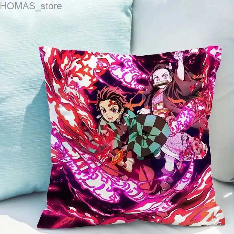 Pillow case Demon Slayer Cushion Cover 45*45 Decorative Cushions for Sofa Fall Decor Lounge Chairs Hugs cases 40x40 Y240401