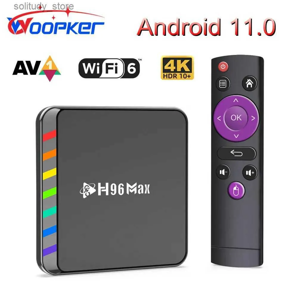 セットトップボックスWoopker H96 Max W2スマートテレビボックスAndroid 11 Amlogic S905W2 Quad Core WIFI6 AV1 4K TV BOX Google Voice Control Global Global SetTop Box Q240330