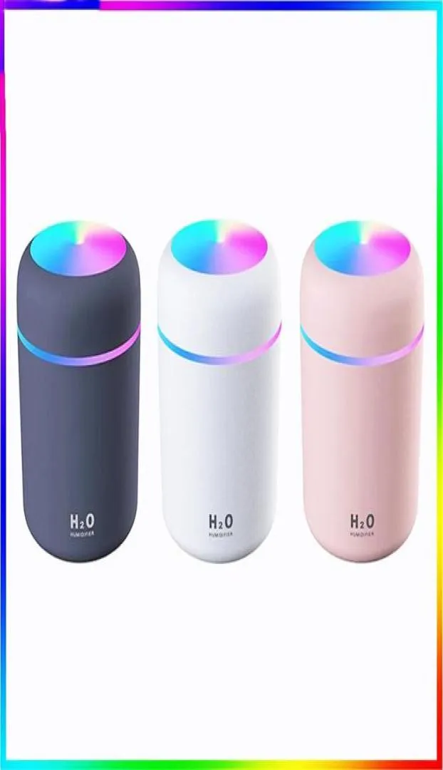 EZSOZOA -luftfuktare Portable 300 ml Elektrisk luftfuktare Aromolja Diffusor USB Cool Mist Sprayer med färgglad nattljus för H1953795