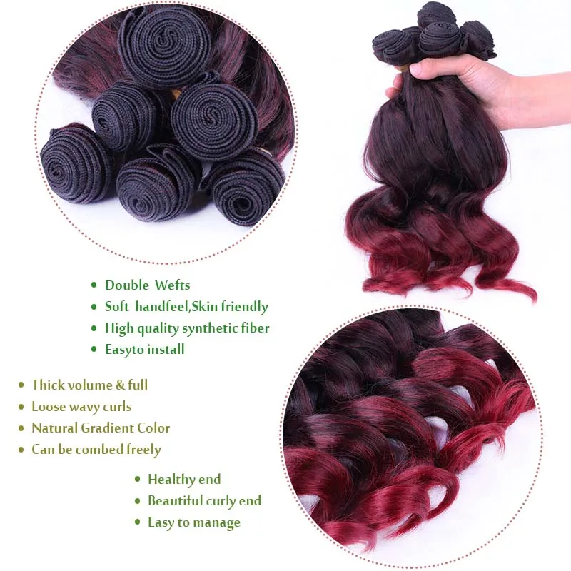 Deep Wavy Weave Bundles Synthetic Hair Extensions Loose Wave  display picture 3
