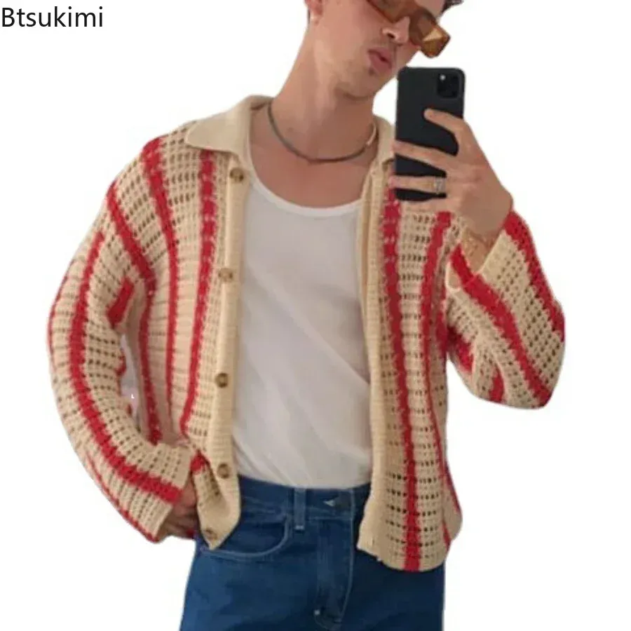 Cardigan Tricoté Homme Pull Chaud Manches Longues Sweater Automne Hiver - Couleur Unie