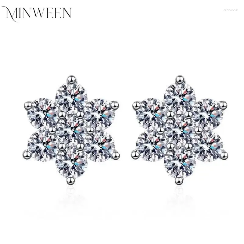 Stud Earrings Moissanite Snowflake White Gold Earring For Women 925 Sterling Silver Diamond Gift Jewerly