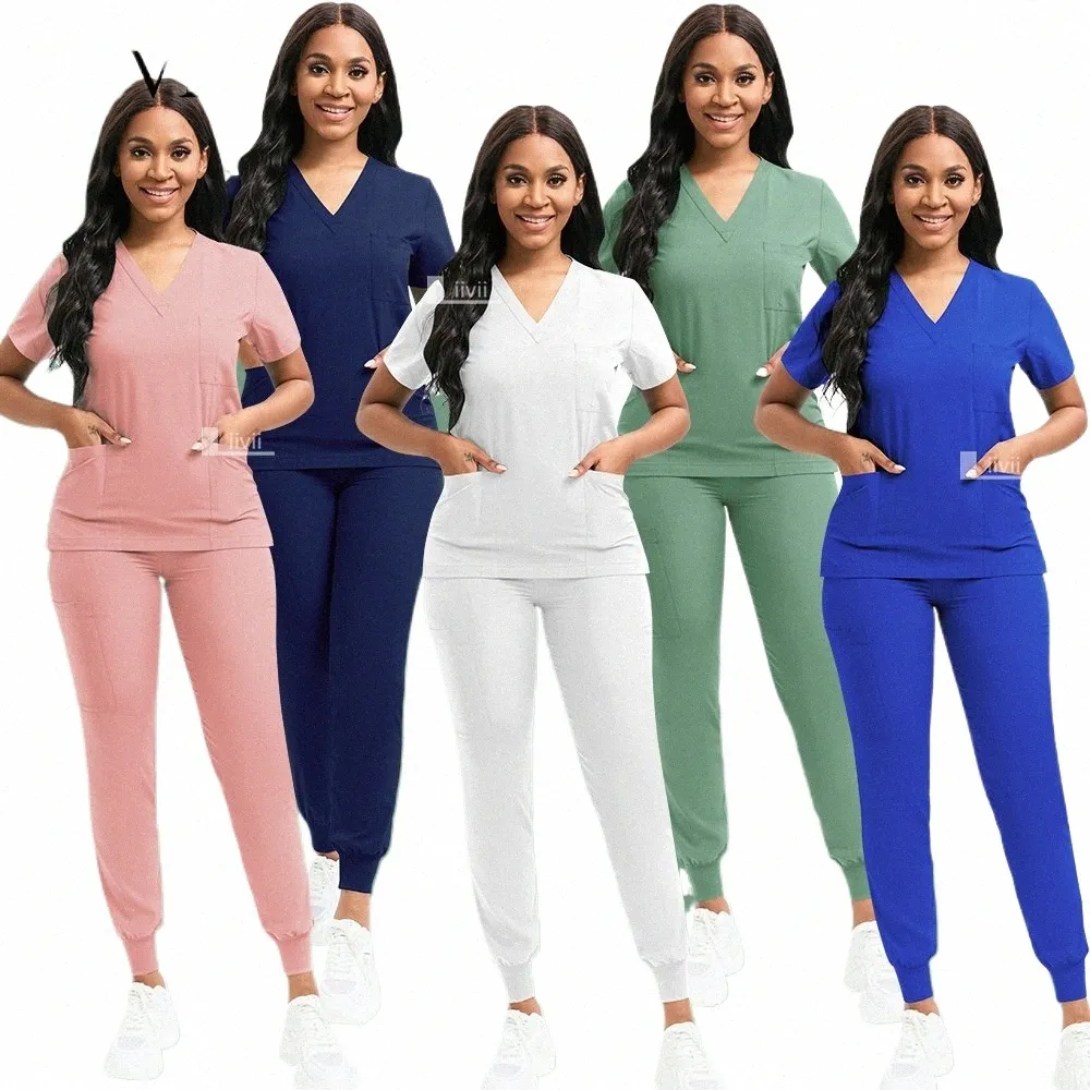 Medicinsk sjuksköterska Uniform 2 -stycken Arbetskläder Medicinska skrubber Set Hospital Uniform Surgery Dentist Overall Spa Clinical Beauty Work Wear I2MX#