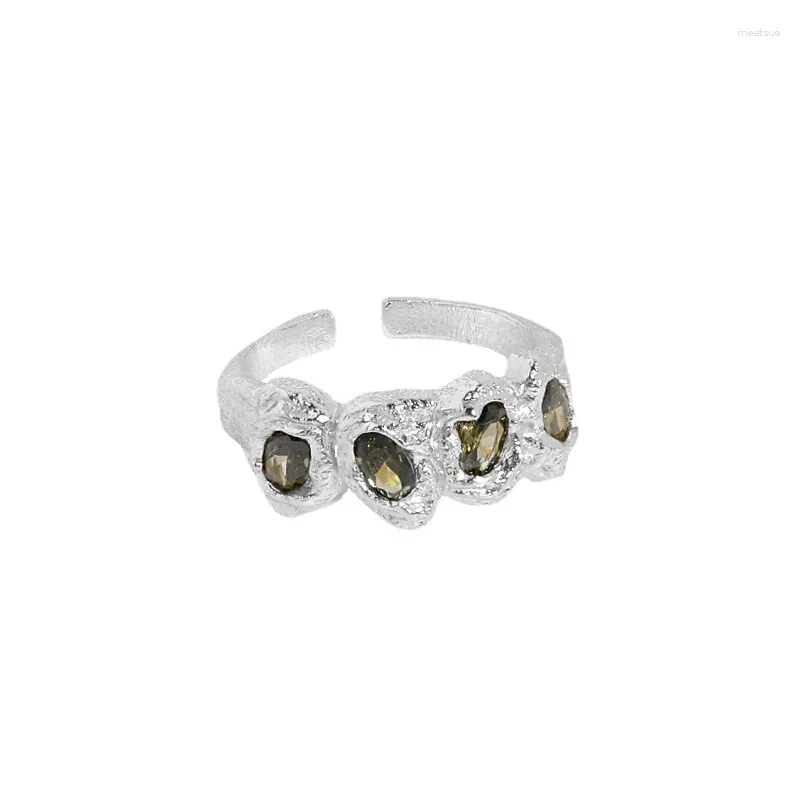 Anelli a grappolo Design Superficie irregolare Micro zircone intarsiato Anello aperto in argento sterling S925 per donna