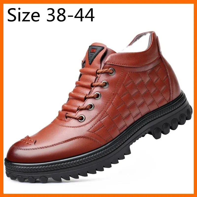 Boots Xiaomi Man's Genuine Leather Boots Winter Snow Shoes Wool Inner Anti Slip Father Ankle Boots Waterproof Man Snow Boots Size3844