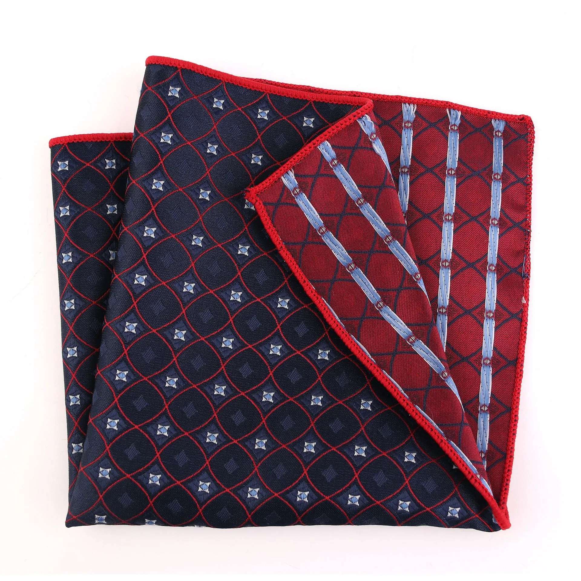 New Men's Polyester Woven pocket square hankie only navy blue