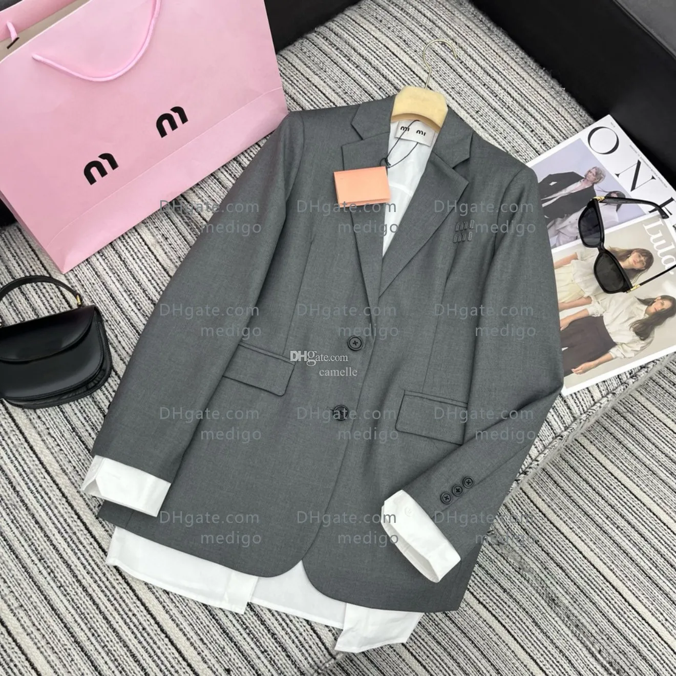 Designer femmes blazer veste manteau vêtements femme blazers vestes lettres classiques style printemps automne gris libéré haut