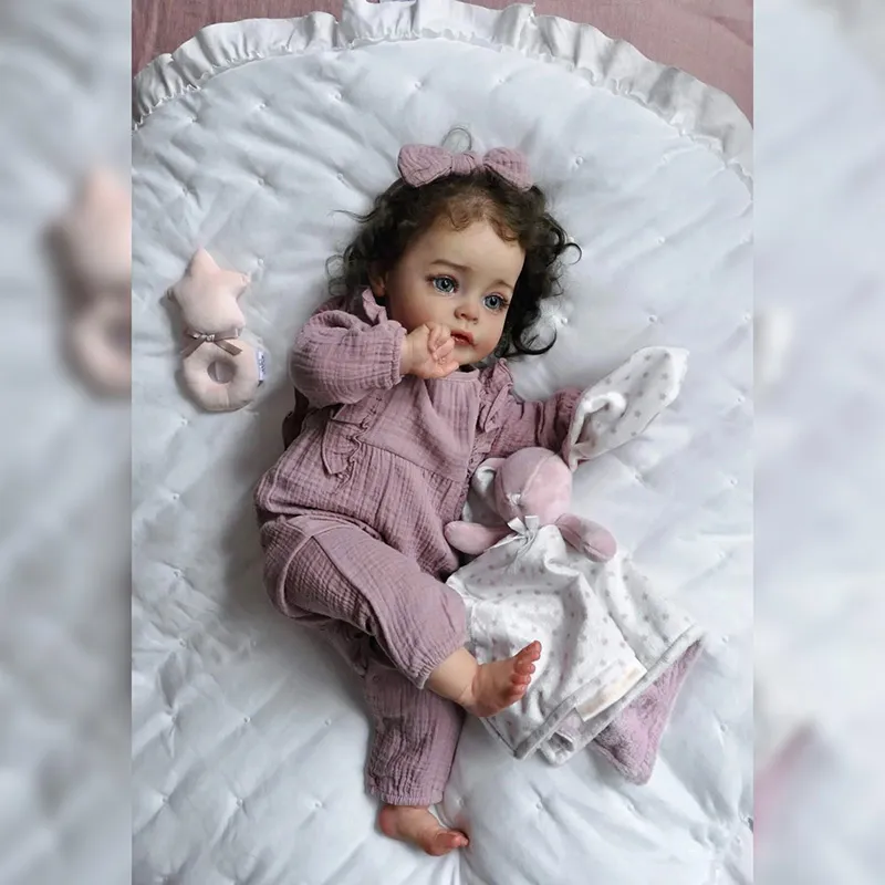 60 cm Bebe Reborn Baby Sue-Sue Doll with Rooted Hair Lifelike 3D