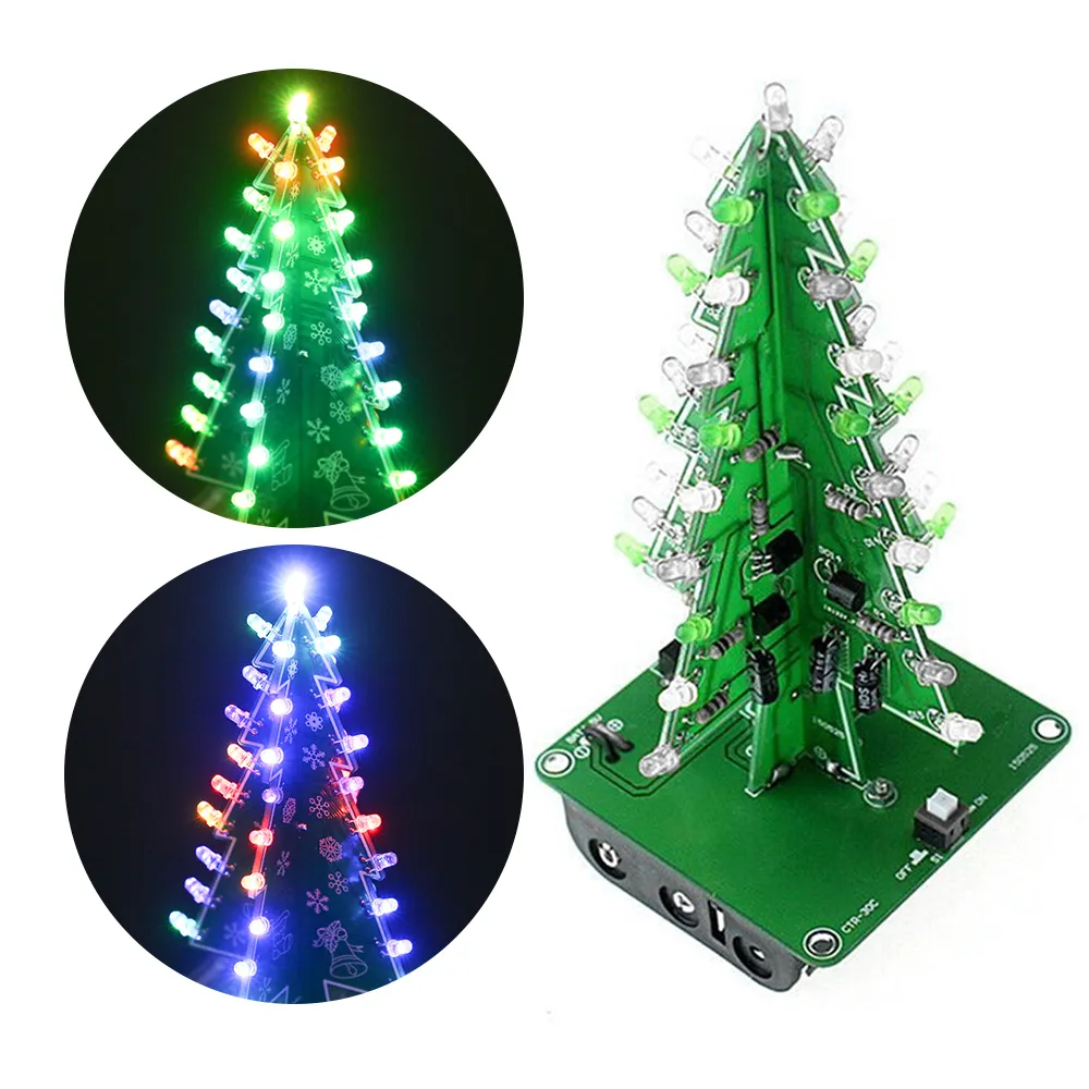 DIY 8 Colorful Easy Making LED Light Christmas Tree with Music Electronic Learning Kit Module for the Christmas decoration