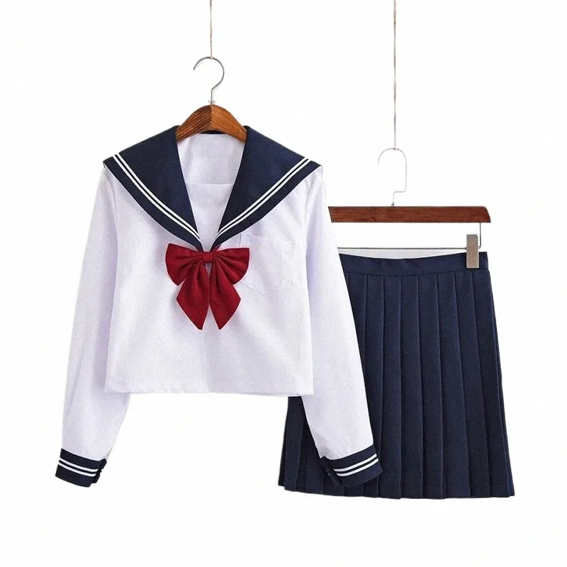 Японская школьная форма для девочек JK Black Sailor Basic Carto Navy Sailor Uniform Sets Navy Костюм Женщины Девушка Костюм Униформа g8iz #