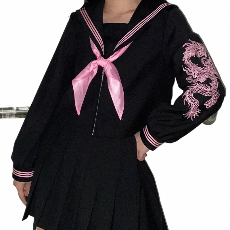 Scuola giapponese Sailor Outfit JK Uniforme Rosa Trascinare Sailor Dr Plaid Set Gonna Seifuku Ragazza Studente Uniforme Abbigliamento scolastico z8Jx #
