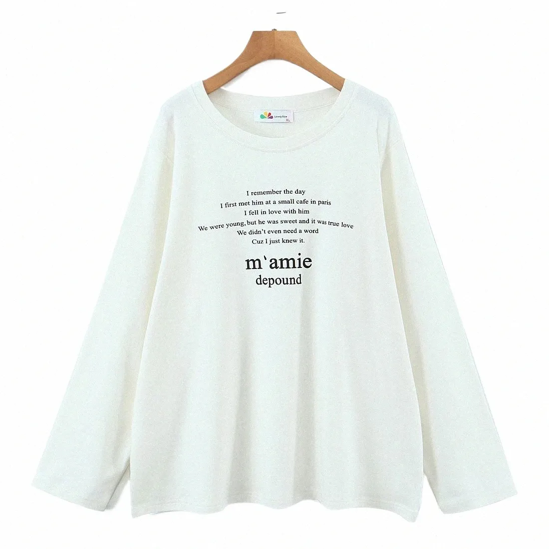 T-shirt allentata spazzolata con stampa semplice della lettera Donna Autunno Inverno 2023 Plus Size Abbigliamento casual T-shirt di buona qualità Top basic francese i3Xc #