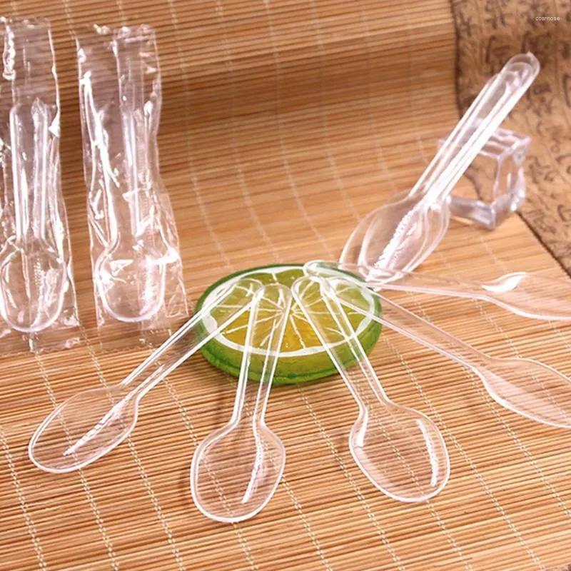 Disposable Flatware 100 Pcs Tableware Transparent Spoon Cake Portable Spoons Small Ice Cream For Party Dessert Tasting