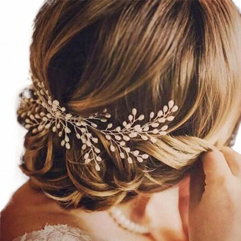 Perle Kristall Hochzeit Haar Kämme Frauen Stirnbänder für Braut Fr Kopfschmuck Braut Haar Ornamente Schmuck Accories 46Ty #