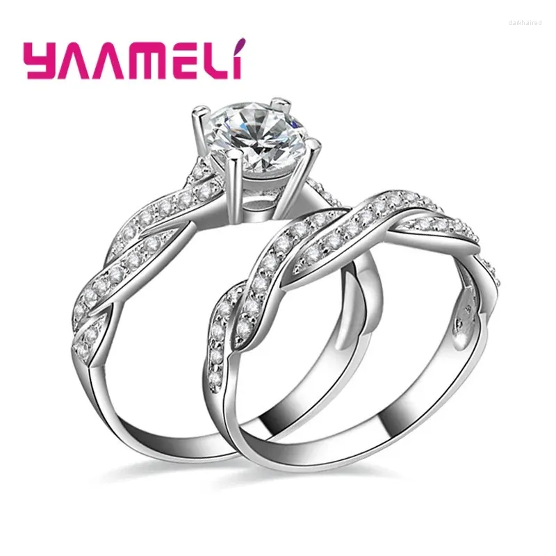 Pierścienie klastra luksus 925 srebrny srebrny cyklon sześcienny dla kobiet proste projektowanie biżuterii setki ślubne ślubne pierścionek zaręczynowy
