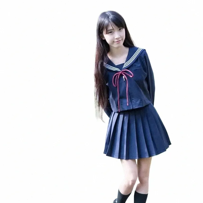 nuovo stile giapponese coreano Kawaii ragazze JK uniforme della scuola superiore ragazze donne vestito da marinaio uniformi Anime Cosplay gonna a pieghe Set A60D #