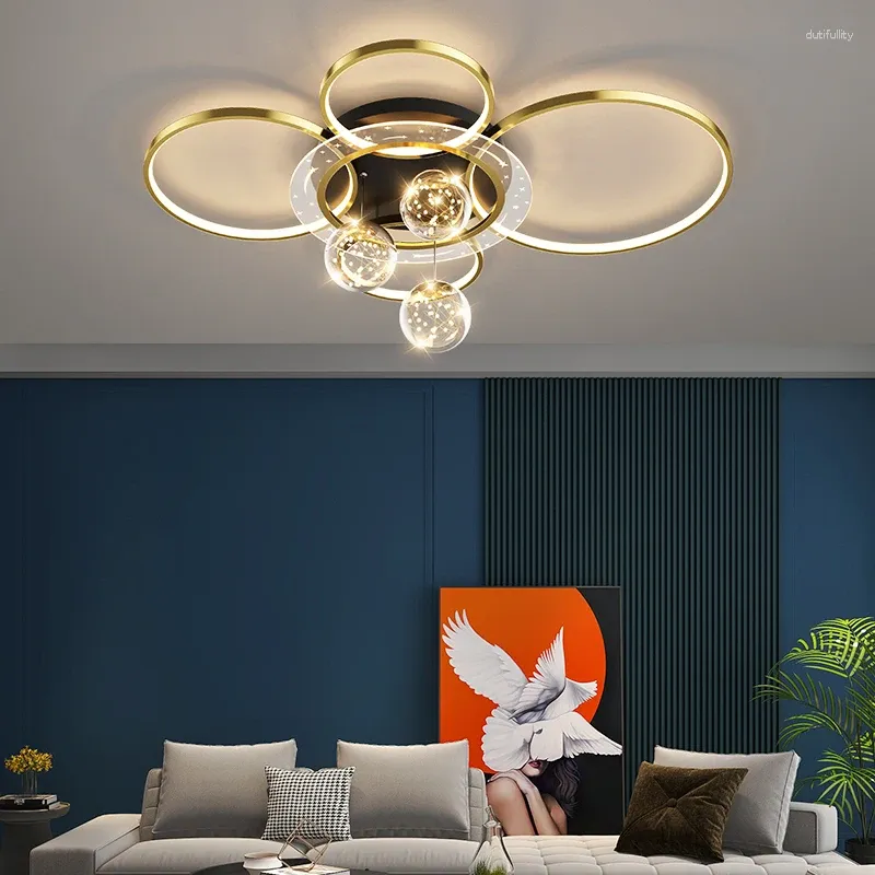 Ceiling Lights Modern Gypsophila LED Rings Circle Lamp Living Dining Bedroom Decorative Foyer Luminaire Lustre Decor