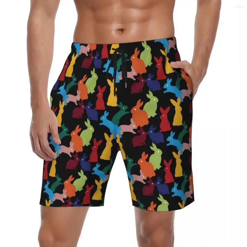 Shorts masculinos colorido placa verão animal impressão moda calças curtas homens correndo design respirável troncos de natação