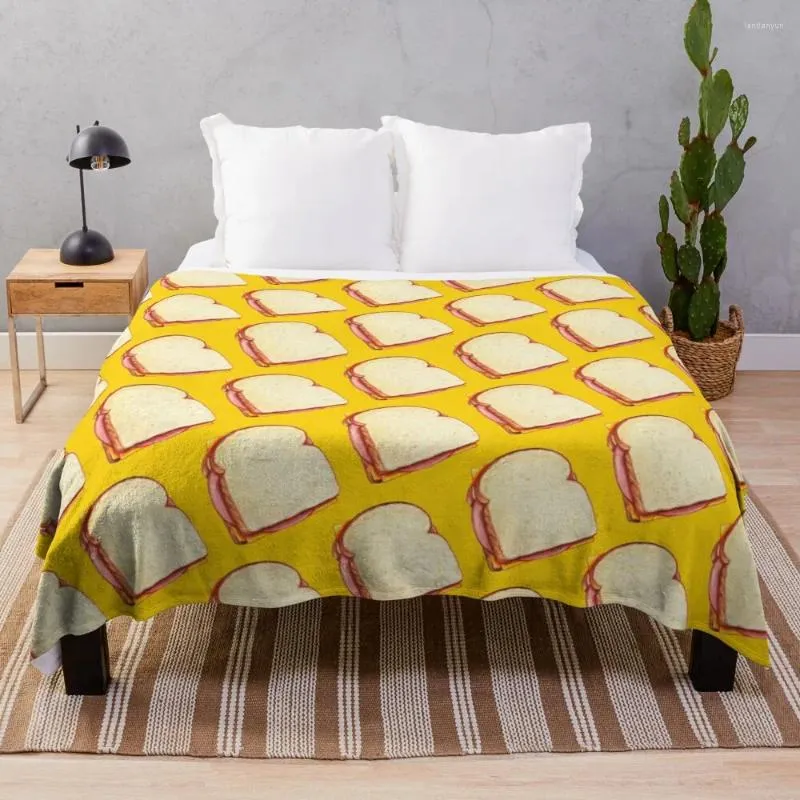 Dekens Bologna Sandwich Patroon - Geel Gooi Deken Quilt Los