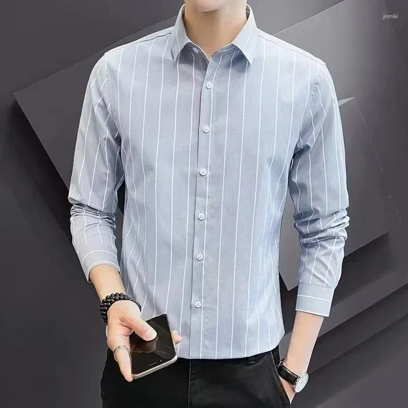 Camisas de vestido masculinas camisa vermelha e blusa listrada roupas negócios para escritório designer marca regular normal xxl alta qualidade i