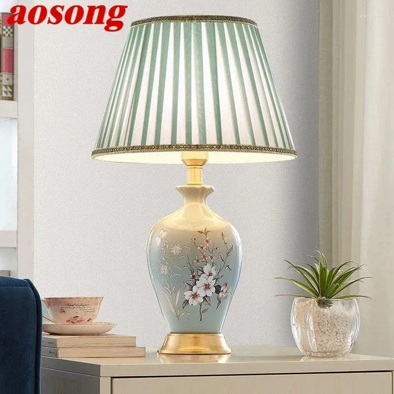 Bordslampor Aosong Contemporary Ceramics Lamp American Luxurious Living Room Bedroom Bedside Desk Light El Engineering Decorative