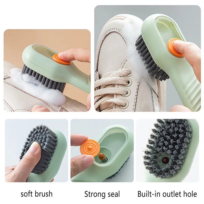2-Piece Soft Bristle Scrub Brush Set - Long & Short Handle Brushes For Laundry, Shoes, Bathroom & Kitchen
