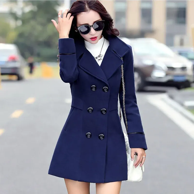 Korean Style Medium Length Woolen Woolen Jacket For Women For Women Slim Elegant Autumn Winter Outerwear In 3XL Size From Ddmydesign 41.59 DHgate.Com