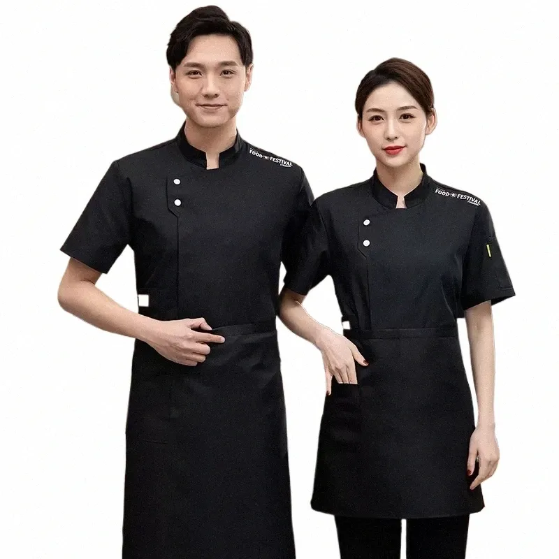 unisex Kitchen Hotel Chef Uniform Bakery Food Service Cooking Canteen Chef Uniform Cook Coat Breathable Pastry Baker Work Wear x9YC#