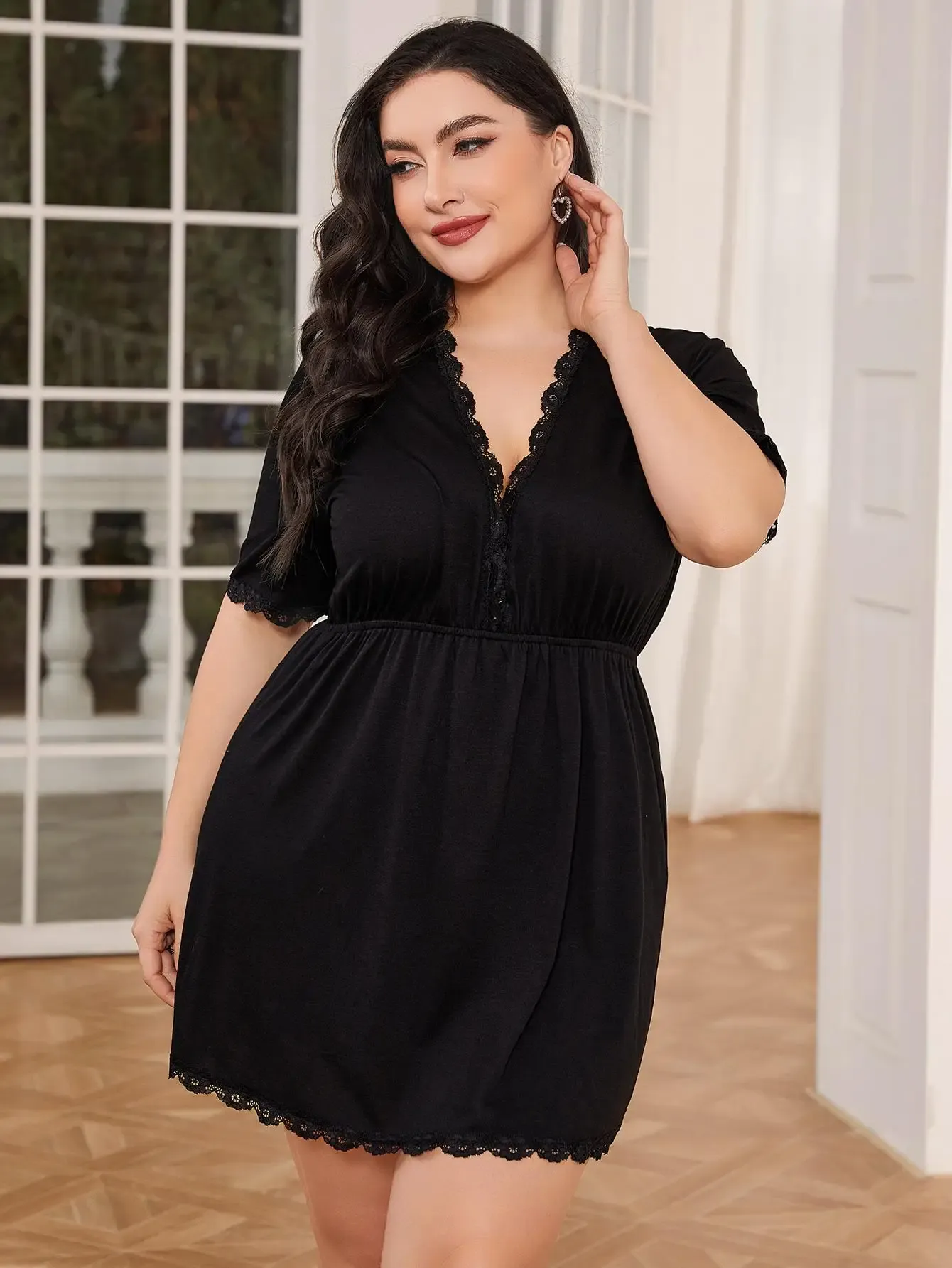 Plus Size Womens Nightgowns Deep V Neck Short Sleeve Comfy Cotton Nightwear Sleepwear From Ddmyhome 42.22 DHgate.Com