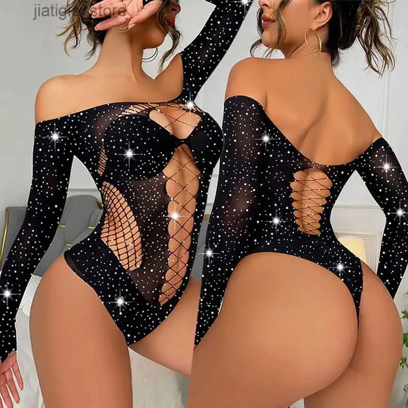 Set sexy nuovo estate tempo libero stile sottile in stile goth sujetadores sexys corsetto top lenceria mujer sessuale a una spalla a maniche lunghe top sexy y240329