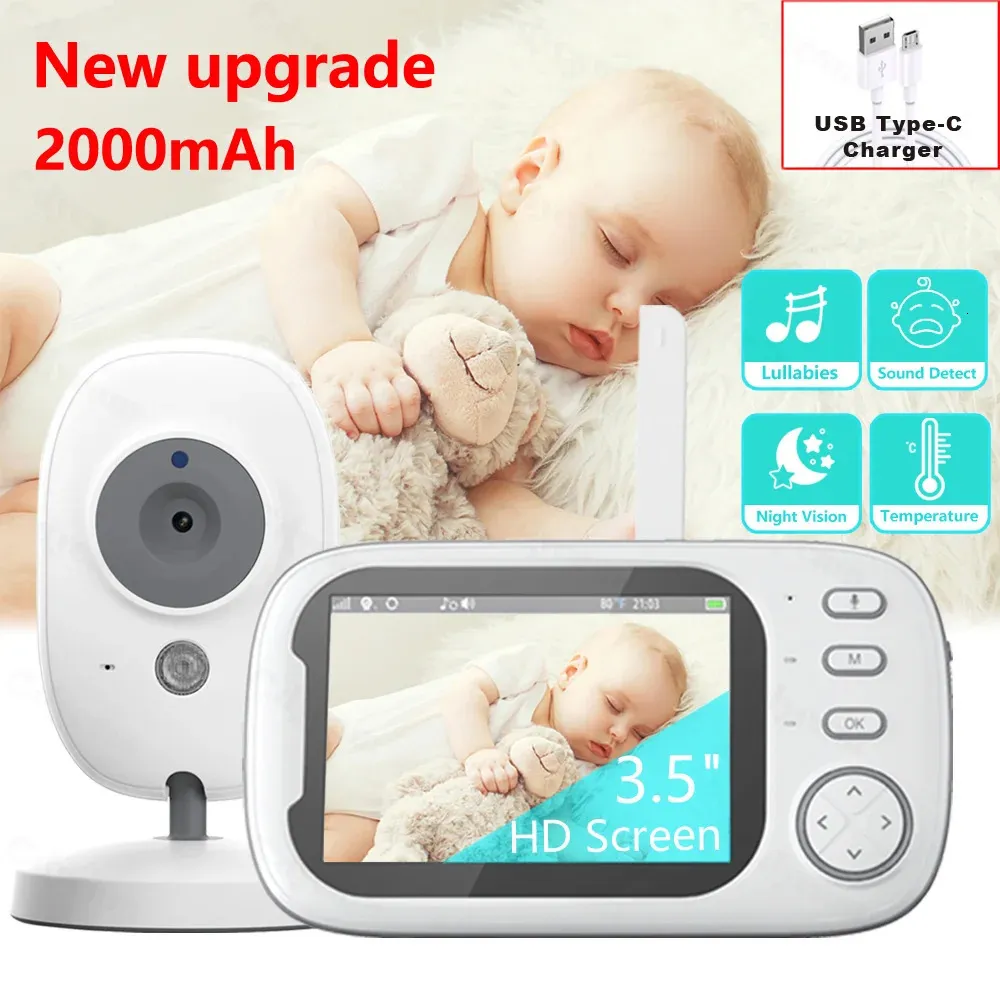 Cdycam 3,5 polegadas Vídeo Sem Fio Monitor de Bebê Visão Noturna Monitoramento de Temperatura 2 Vias Áudio Falar Bebê Babá Câmera de Segurança 240326