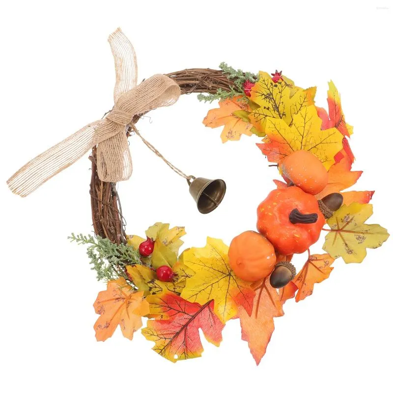 Flores decorativas para colgar en la puerta, guirnalda de pared, corona de Acción de Gracias, decoración del Festival de la cosecha, colgante de calabaza de otoño